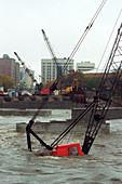 Crane submerged by a flood