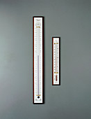 Two thermometers for measuring air temperature