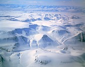 Aerial view of mountains in Greenland