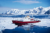 Icebreaker ship in Antarctica