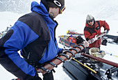 Glaciologists taking ice cores,Sweden
