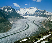 The Aletsch Glacier in the Swiss Alps