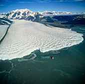 Aerial view of Hubbard glacier entering the sea