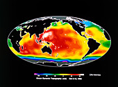 Satellite map of global ocean topography