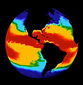 Computer simulation of global sea surface temp