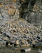 Limestone cliff rockfall