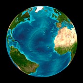 North Atlantic Ocean seafloor map