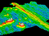 Sonar image of ocean floor showing mid-ocean ridge