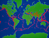 Map of distribution of large earthquakes 1963-87