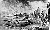 Engraving of the 1755 Lisbon earthquake,Portugal