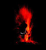 Lightning and eruption of Anak Krakatau volcano