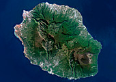 Reunion volcanoes,satellite image