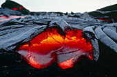 Front of a pahoehoe lava flow on Hawaii
