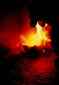 Lava pouring into the sea from Kilauea volcano
