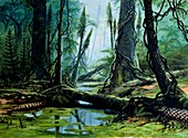 Artist's impression of a Carboniferous forest