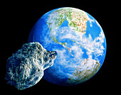 Artwork of K/T asteroid approaching Earth