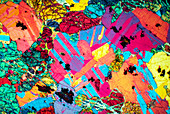 Polarised LM of thin section of gabbro