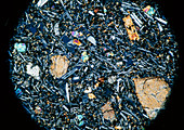 Polarised LM of thin section of basalt