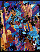 Polarised LM of a thin section of Eucrite (gabbro)