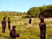 Group of hominids,computer artwork