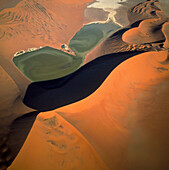 Aerial view of temporary river in the Namib desert