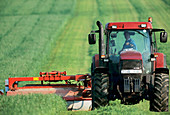 Tractor cutting grass for silage