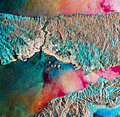 Coloured radar satellite image of Istanbul