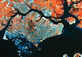 Infrared satellite image of Singapore