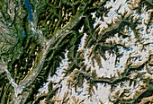 True-colour satellite image of Grenoble,France