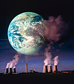 Composite image illustrating atmospheric pollution