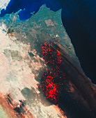 Landsat image of Kuwait oil fields during fires