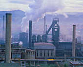 Smog-producing steelworks at Aviles,Spain