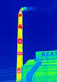 Chimney at a glass factory,thermogram