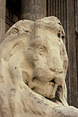 Acid rain eroded stone statue