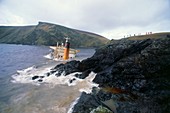 Tanker 'Braer' wrecked on Shetland coast
