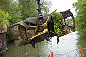River pollution clean-up,scrapped car