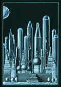 Abstract artwork of nuclear missiles in Russia