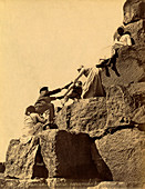 Tourist on the Great Pyramid,Egypt