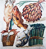 Roman foodstuffs,mosaic