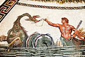 Triton and a sea creature,Roman mosaic
