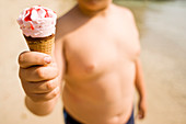 Boy holding an ice cream