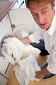 Man washing clothes