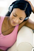 Woman listening to music