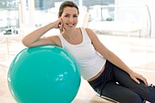 Woman using exercise ball