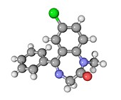 Diazepam tranquilliser drug molecule