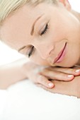 Woman relaxing at a spa