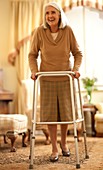 Senior woman with walking frame
