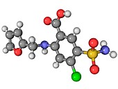 Furosemide diuretic drug molecule