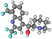 Mefloquine malaria drug molecule