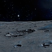 Impact crater on alien moon,artwork